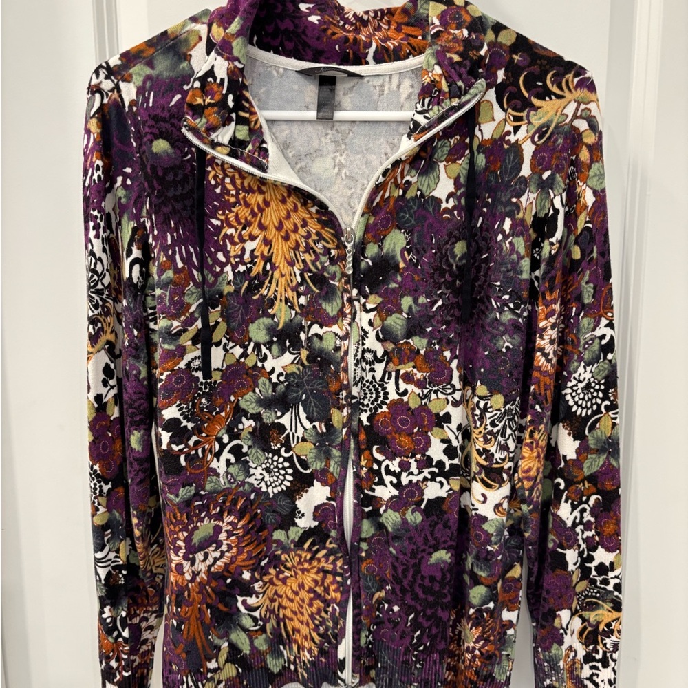 Soma Purple and Orange light knit jacket with Floral and Animal Print